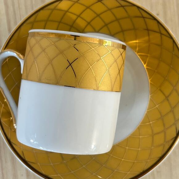 Yau Shing Demitasse Vintage Gold Accent Fine Porcelain Espresso Cup Set - Picture 3 of 8